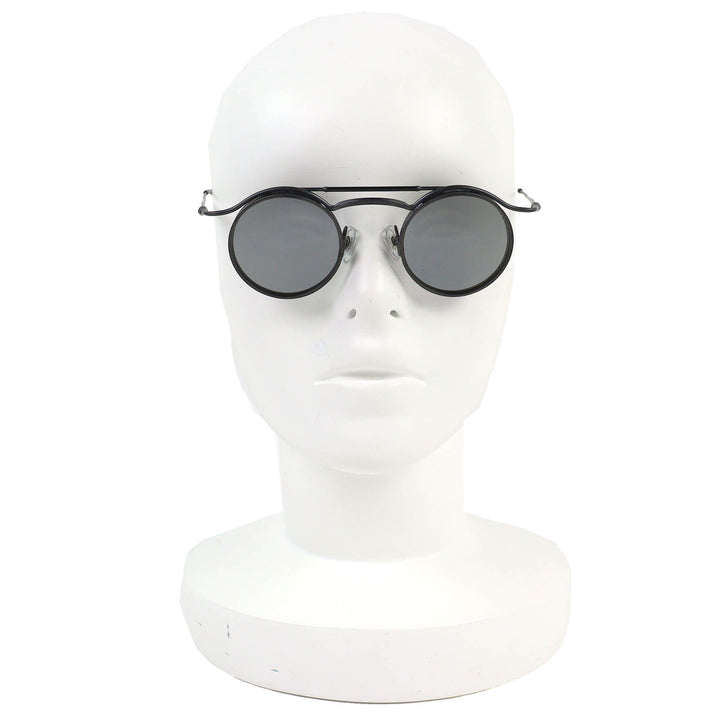 極美品△MATSUDA マツダ 2903H ツーブリッジ ラウンド サングラス アイウェア マットブラック 43□23 140 ケース付き 日本製 メンズ
