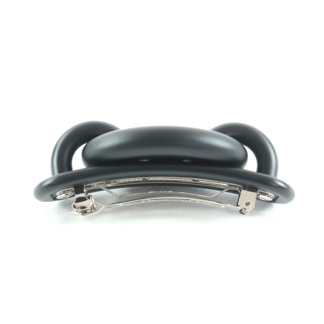 極美品★HERMES エルメス バレッタ トリ・マイヨン PM 現行品 シェーヌダンクル ヘアアクセサリー マットブラック フランス製 レディース