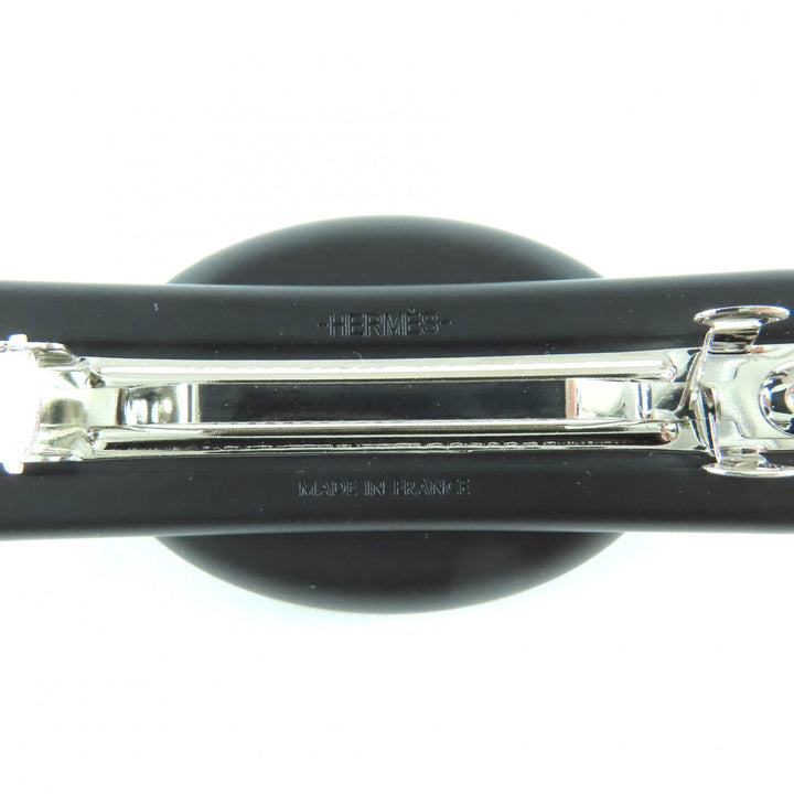 極美品★HERMES エルメス バレッタ トリ・マイヨン PM 現行品 シェーヌダンクル ヘアアクセサリー マットブラック フランス製 レディース