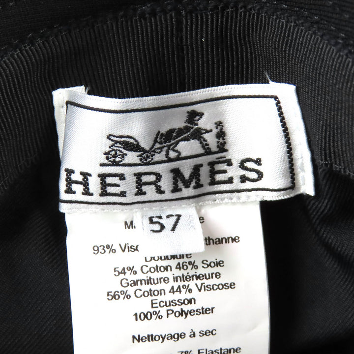 美品△HERMES エルメス カルヴィ ミラノジャージー セリエボタン バケットハット 帽子 現行品 ブラック 57 フランス製 正規品 レディース
