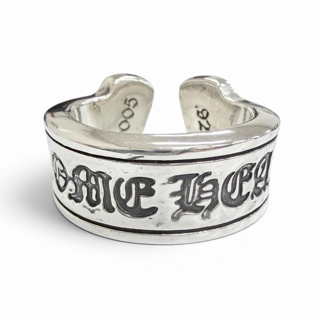 美品△CHROME HEARTS クロムハーツ LG SCROLL LABEL ラージスクロールラベル リング 指輪 925 シルバー JP16.5号 重量19.1g メンズ