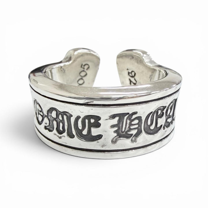 美品△CHROME HEARTS クロムハーツ LG SCROLL LABEL ラージスクロールラベル リング 指輪 925 シルバー JP16.5号 重量19.1g メンズ