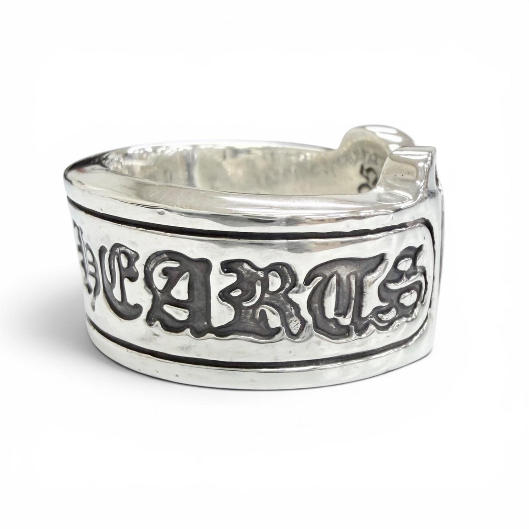 美品△CHROME HEARTS クロムハーツ LG SCROLL LABEL ラージスクロールラベル リング 指輪 925 シルバー JP16.5号 重量19.1g メンズ