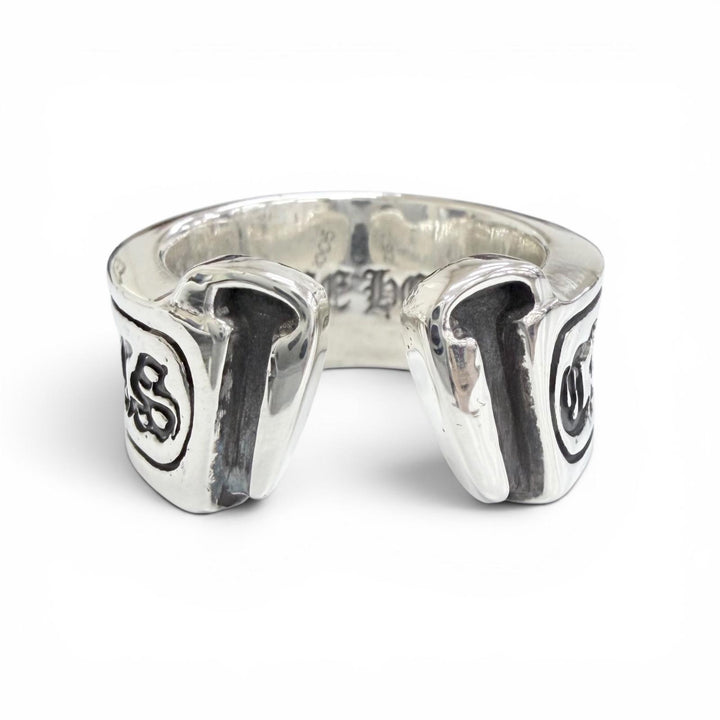 美品△CHROME HEARTS クロムハーツ LG SCROLL LABEL ラージスクロールラベル リング 指輪 925 シルバー JP16.5号 重量19.1g メンズ