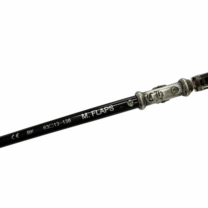 良品△CHROME HEARTS クロムハーツ M.FLAPS 925 ティアドロップ サングラス ブラック シルバー 63□13-138 日本製 総重量48.34g メンズ