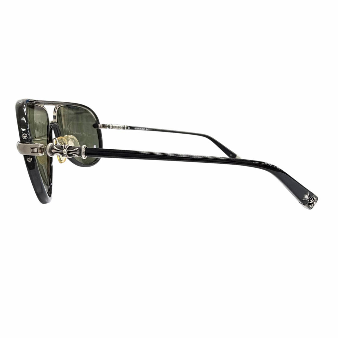 良品△CHROME HEARTS クロムハーツ M.FLAPS 925 ティアドロップ サングラス ブラック シルバー 63□13-138 日本製 総重量48.34g メンズ