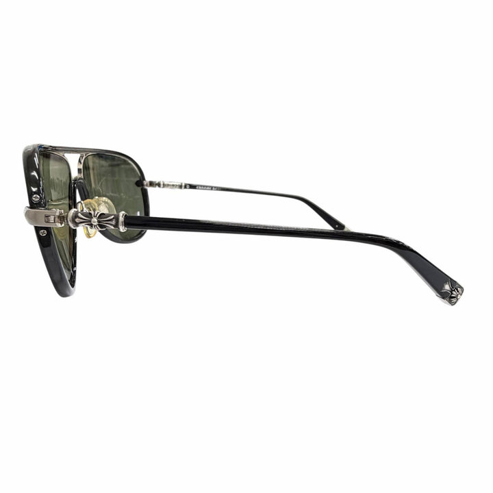 良品△CHROME HEARTS クロムハーツ M.FLAPS 925 ティアドロップ サングラス ブラック シルバー 63□13-138 日本製 総重量48.34g メンズ