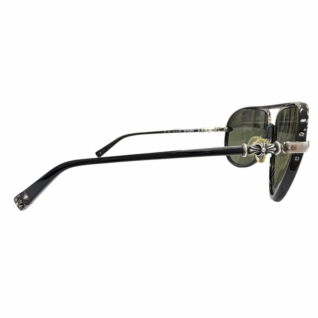 良品△CHROME HEARTS クロムハーツ M.FLAPS 925 ティアドロップ サングラス ブラック シルバー 63□13-138 日本製 総重量48.34g メンズ