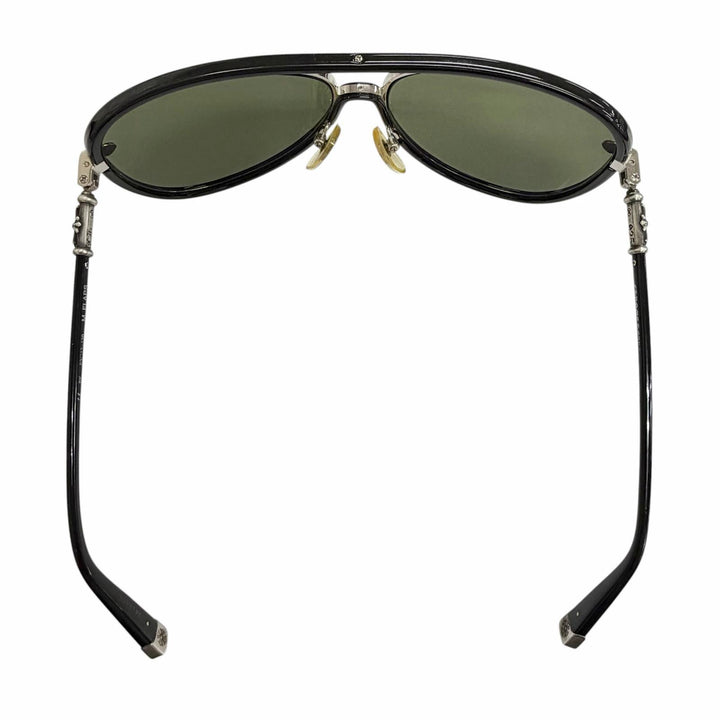 良品△CHROME HEARTS クロムハーツ M.FLAPS 925 ティアドロップ サングラス ブラック シルバー 63□13-138 日本製 総重量48.34g メンズ