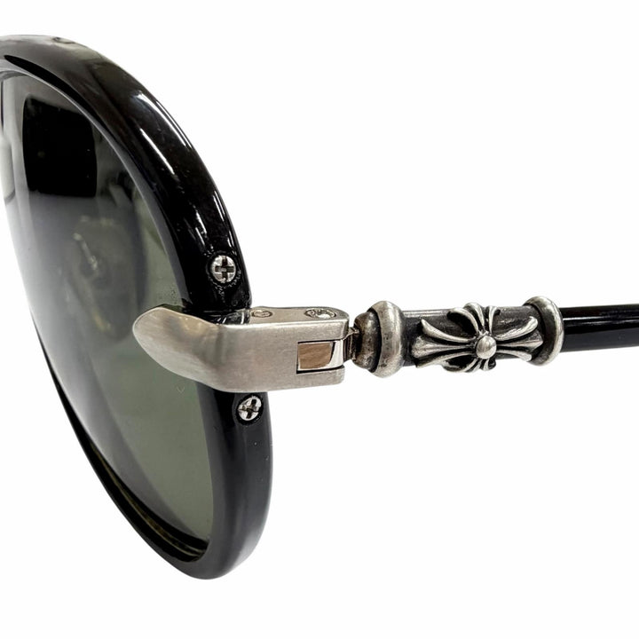 良品△CHROME HEARTS クロムハーツ M.FLAPS 925 ティアドロップ サングラス ブラック シルバー 63□13-138 日本製 総重量48.34g メンズ