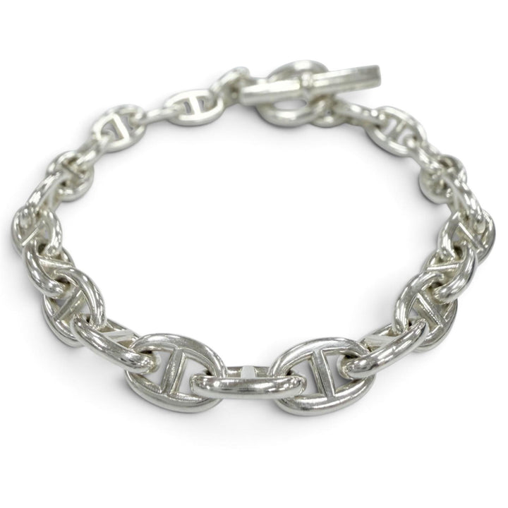 美品●HERMES エルメス シェーヌダンクルTPM AG925 24コマ チェーン ブレスレット シルバー フランス製 重量14.0g レディース
