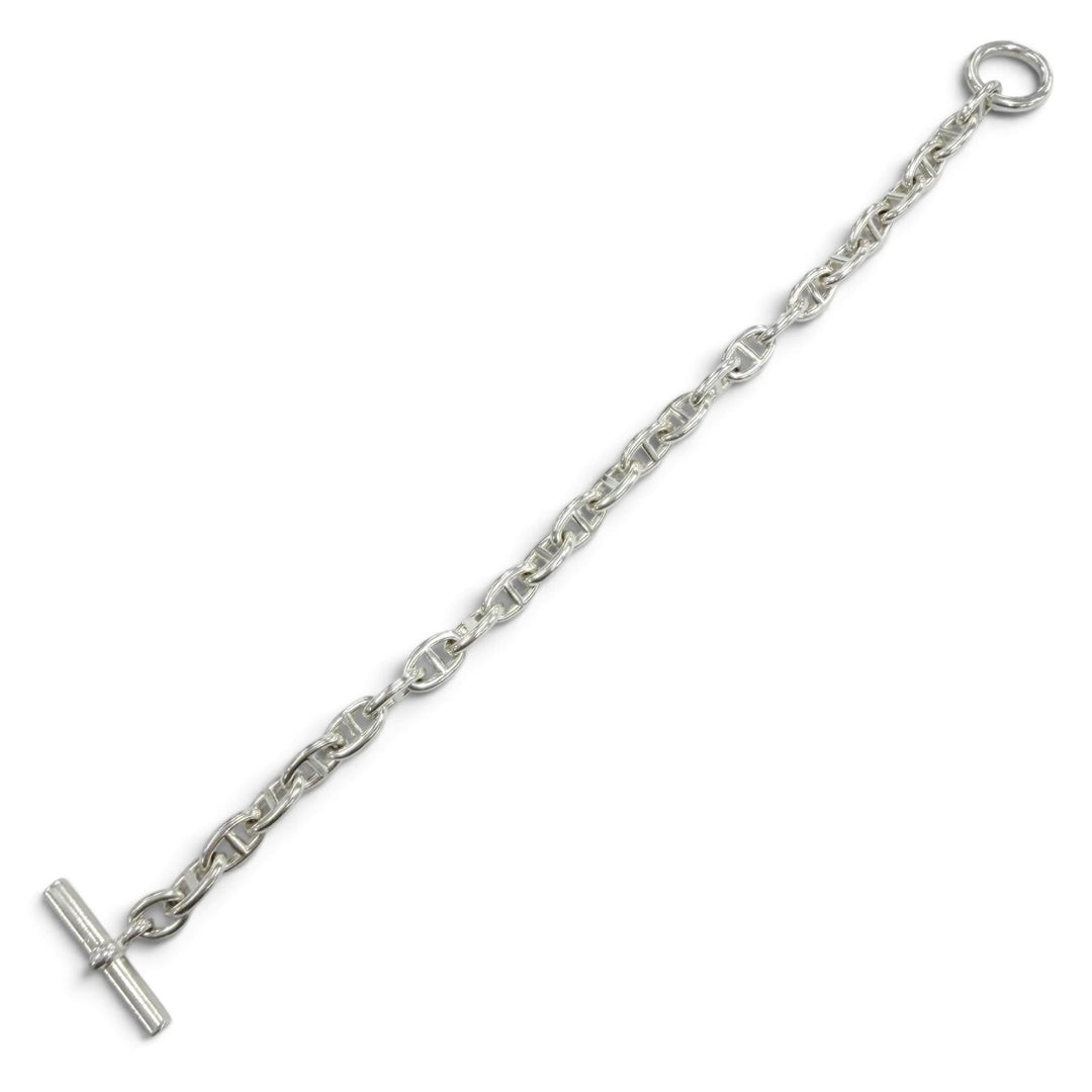 美品●HERMES エルメス シェーヌダンクルTPM AG925 24コマ チェーン ブレスレット シルバー フランス製 重量14.0g レディース