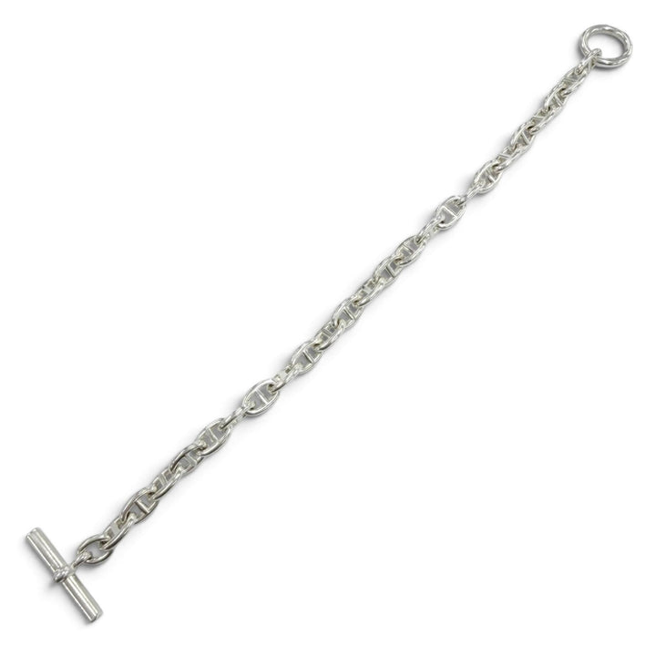 美品●HERMES エルメス シェーヌダンクルTPM AG925 24コマ チェーン ブレスレット シルバー フランス製 重量14.0g レディース