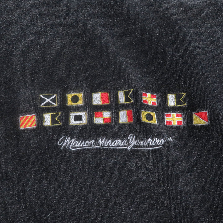 美品□メゾンミハラヤスヒロ 23AW A11HD581 Wide Back Velour Hoodie 国旗刺繍 ベロアパーカー 48 日本製 正規品