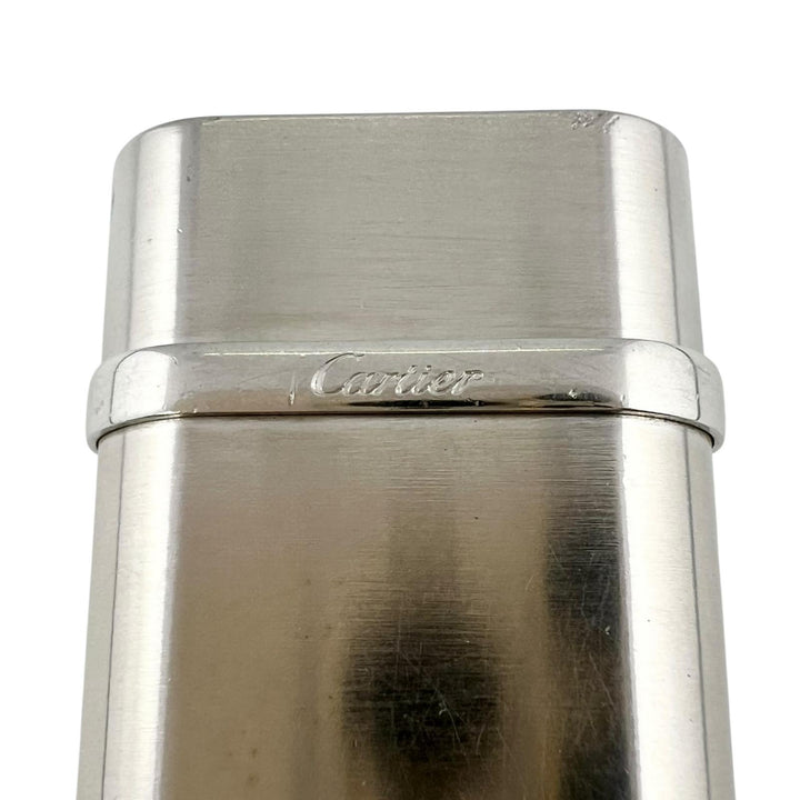 良品▲Cartier カルティエ ゴドロン ヘアライン ローラー式 喫煙具 ガス ライター シルバー スイス製 メンズ 着火確認済み