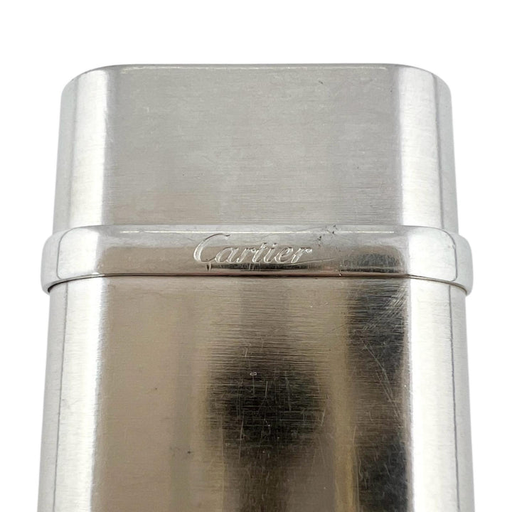良品▲Cartier カルティエ ゴドロン ヘアライン ローラー式 喫煙具 ガス ライター GPシルバー スイス製 メンズ 着火確認済み