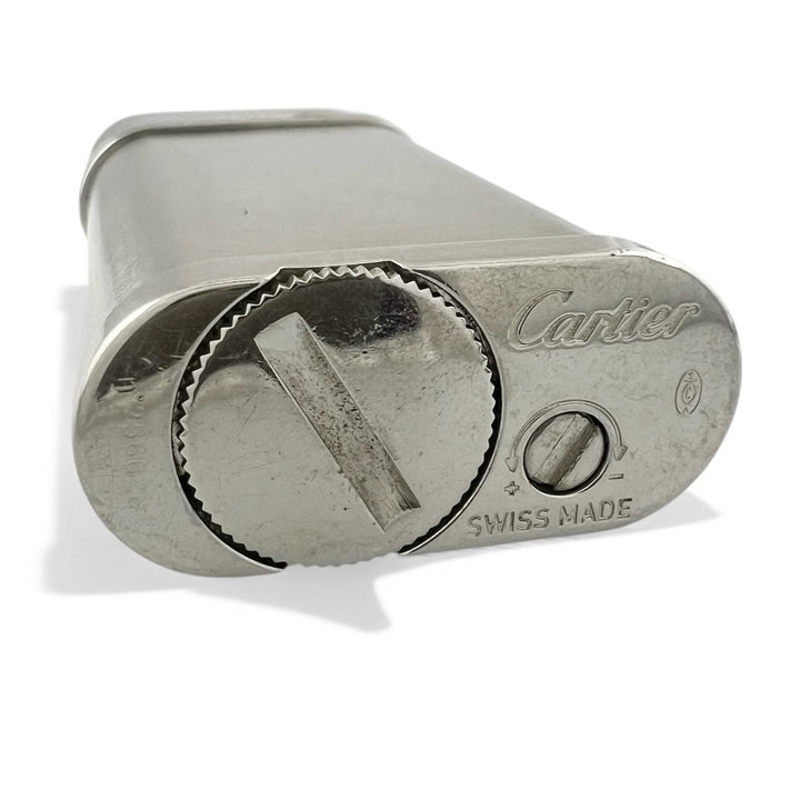 良品▲Cartier カルティエ ゴドロン ヘアライン ローラー式 喫煙具 ガス ライター GPシルバー スイス製 メンズ 着火確認済み
