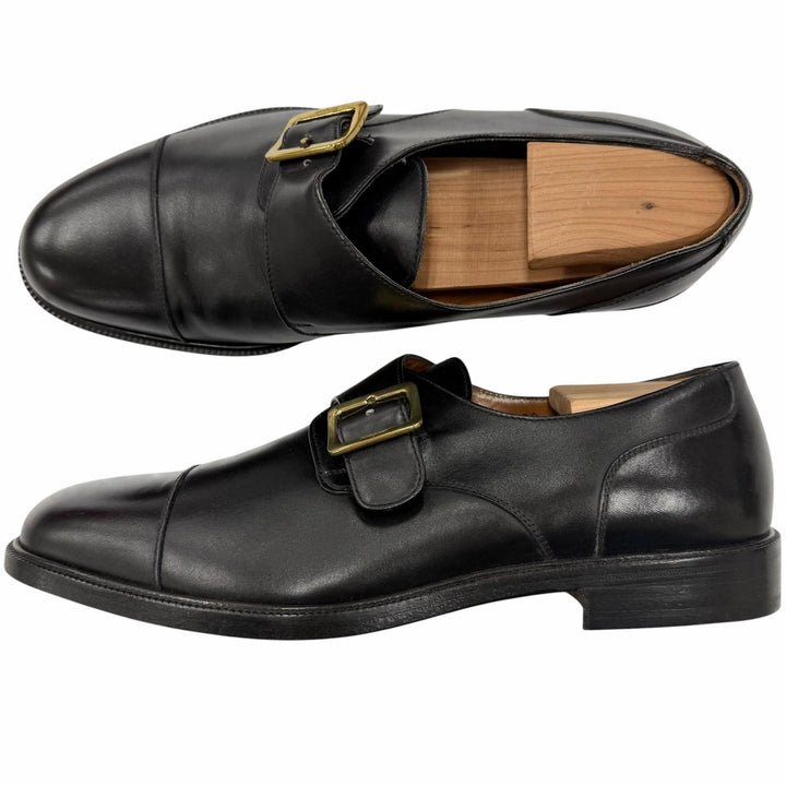 極美品□Salvatore Ferragamo サルヴァトーレフェラガモ レザー キャップトゥ シングルモンクストラップ ドレスシューズ 7 EE イタリア製