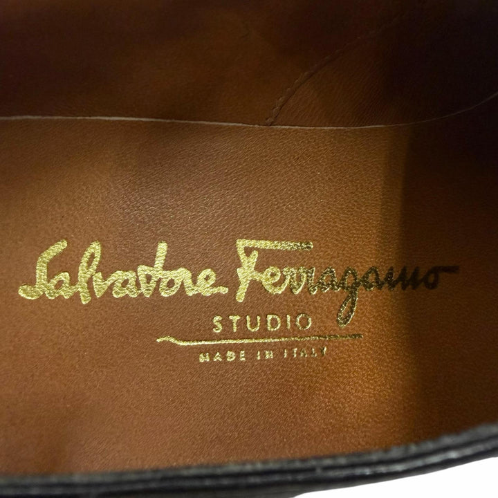 極美品□Salvatore Ferragamo サルヴァトーレフェラガモ レザー キャップトゥ シングルモンクストラップ ドレスシューズ 7 EE イタリア製