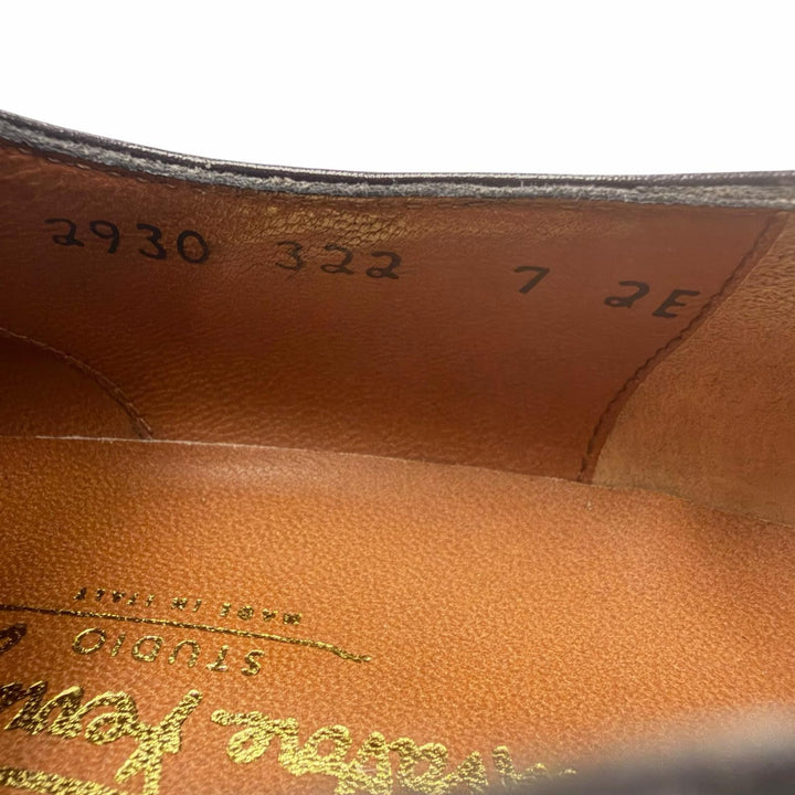 極美品□Salvatore Ferragamo サルヴァトーレフェラガモ レザー キャップトゥ シングルモンクストラップ ドレスシューズ 7 EE イタリア製
