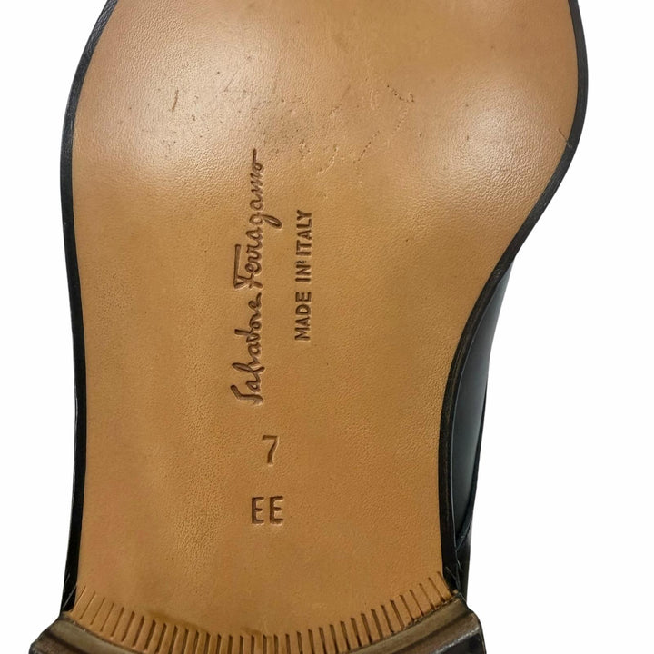 極美品□Salvatore Ferragamo サルヴァトーレフェラガモ レザー キャップトゥ シングルモンクストラップ ドレスシューズ 7 EE イタリア製