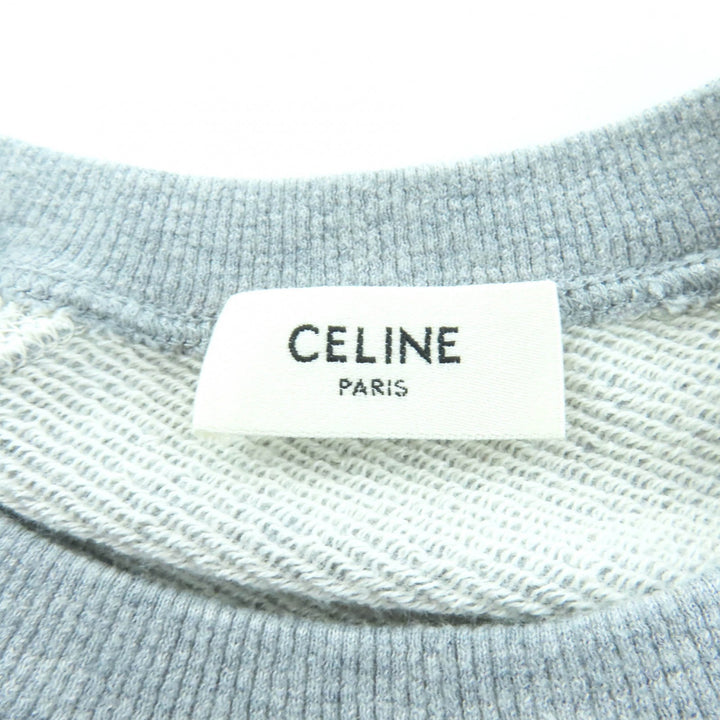 極美品★CELINE セリーヌ 2Y247450I カシミヤ混 ジャージ・スウェット フロントロゴプリント トップス グレー XS イタリア製 正規品