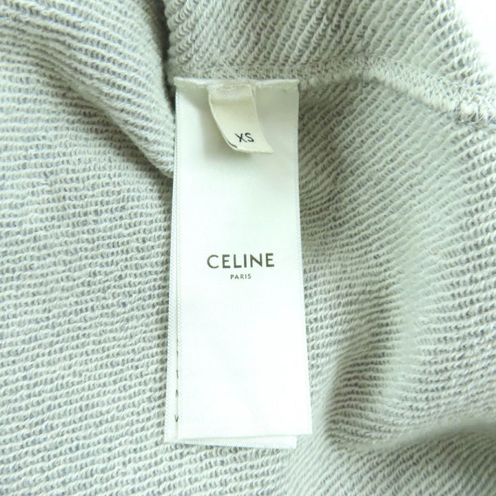極美品★CELINE セリーヌ 2Y247450I カシミヤ混 ジャージ・スウェット フロントロゴプリント トップス グレー XS イタリア製 正規品
