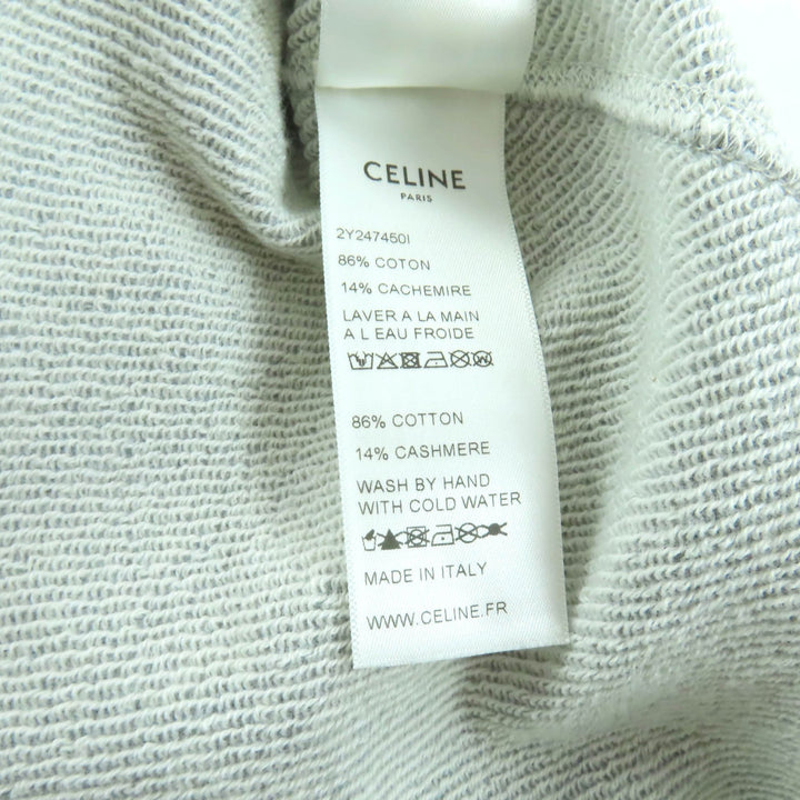 極美品★CELINE セリーヌ 2Y247450I カシミヤ混 ジャージ・スウェット フロントロゴプリント トップス グレー XS イタリア製 正規品