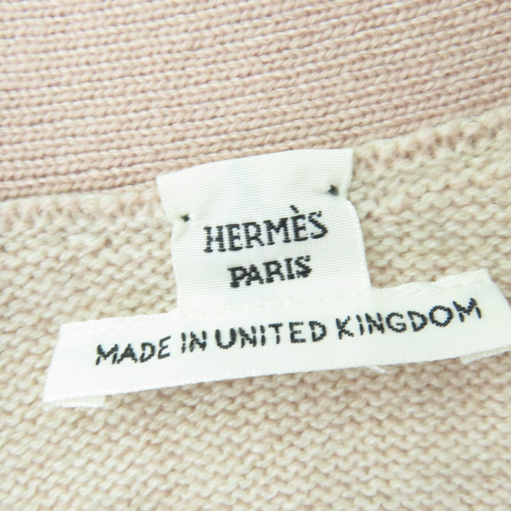 極美品☆HERMES エルメス 2023年製 3H2706D1 カシミヤ100％ セリエボタン付 オーバーサイズ ニットベスト ピンクベージュ 34 レディース