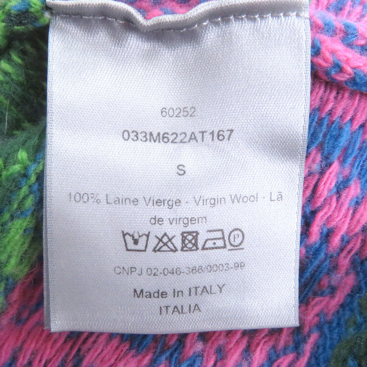 極美品□DIOR SHAWN STUSSY ディオール オム ショーンステューシー 033M622AT167 ウール セーター マルチ S イタリア製 正規品 メンズ