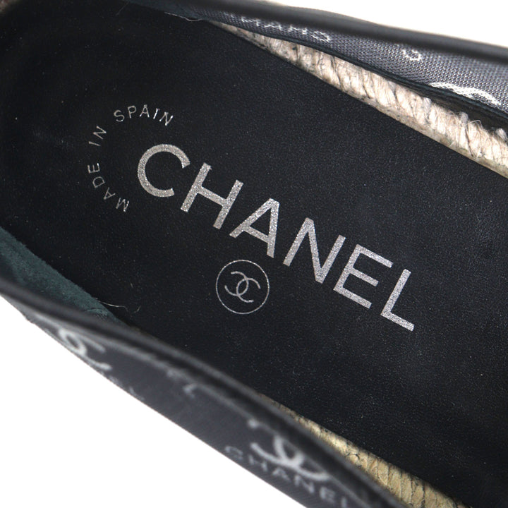 美品▼CHANEL シャネル G34673 メッシュ レザー ココマーク メッシュ エスパドリーユ スリッポン ブラック 42 スペイン製 メンズ