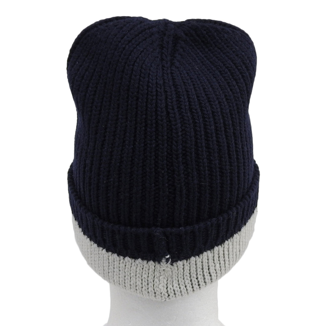 極美品▲Christian Dior クリスチャンディオール 31NOE714IXGH ウール カシミヤ ロゴ ビーニー ニット帽 ニットキャップ 紺 U 正規品