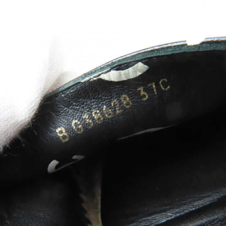 美品☆CHANEL シャネル G38628 ココマーク エスパドリーユ スリッポン レザーシューズ ブラック ホワイト 37 レディース