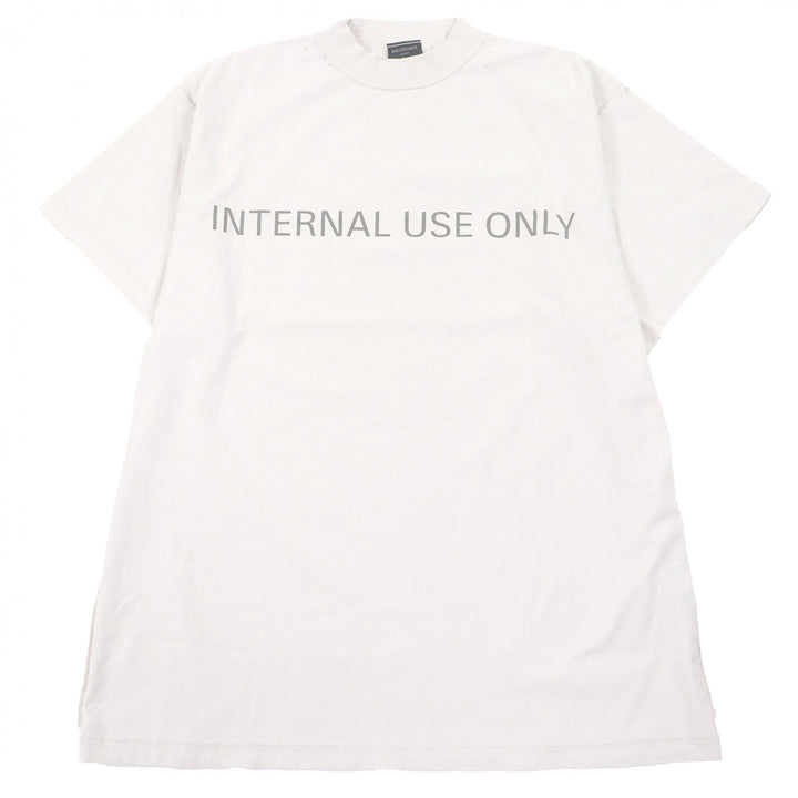 極美品□BALENCIAGA バレンシアガ 24SS 787358 コットン100％ インサイドアウト ダメージ加工 半袖Ｔシャツ アイボリー系 2 正規品