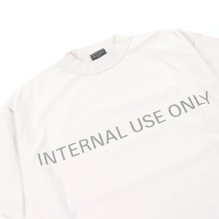 極美品□BALENCIAGA バレンシアガ 24SS 787358 コットン100％ インサイドアウト ダメージ加工 半袖Ｔシャツ アイボリー系 2 正規品