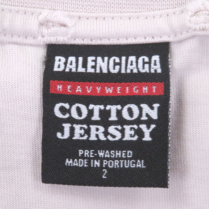 極美品□BALENCIAGA バレンシアガ 24SS 787358 コットン100％ インサイドアウト ダメージ加工 半袖Ｔシャツ アイボリー系 2 正規品
