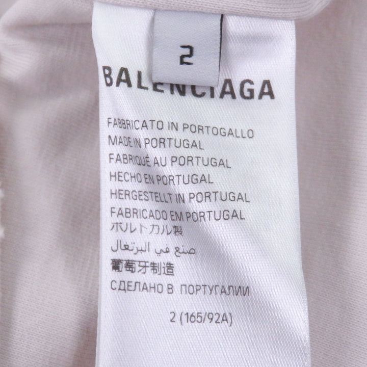 極美品□BALENCIAGA バレンシアガ 24SS 787358 コットン100％ インサイドアウト ダメージ加工 半袖Ｔシャツ アイボリー系 2 正規品