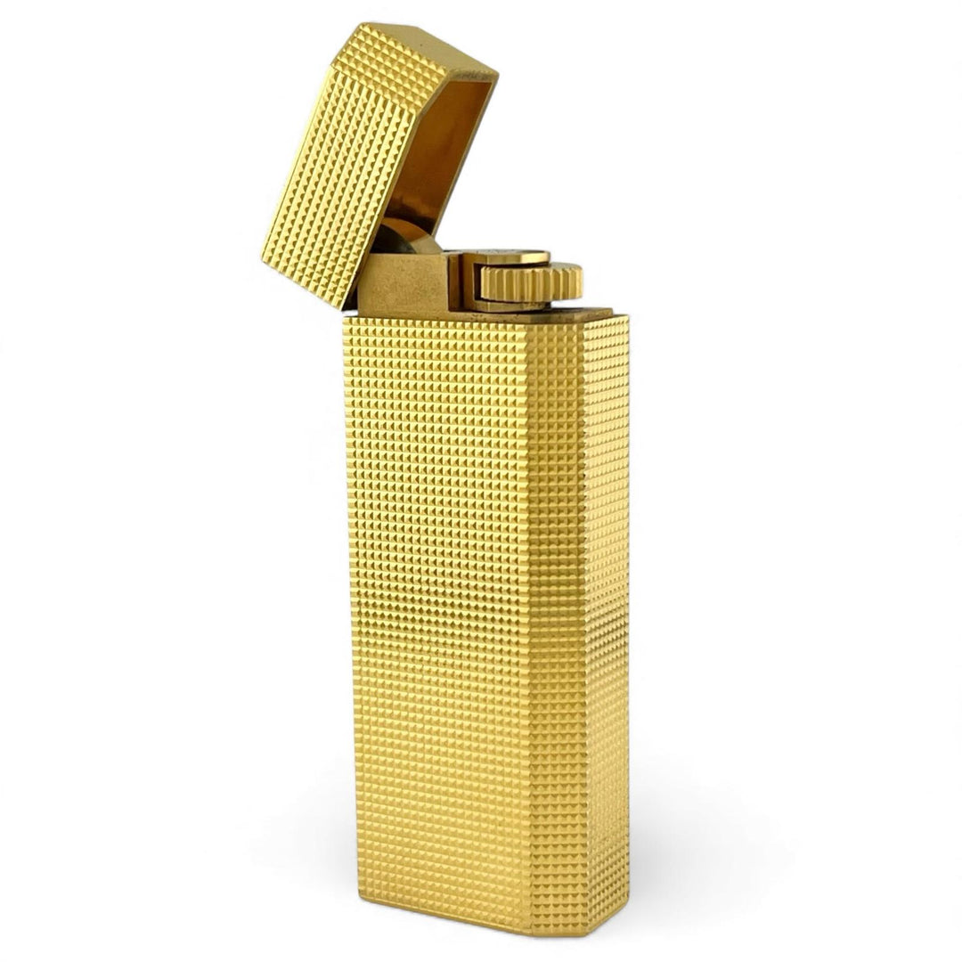 美品▲Cartier カルティエ 五角形 ペンタゴン 総柄 ローラー式 喫煙具 ガス ライター ゴールド メンズ 着火確認済み