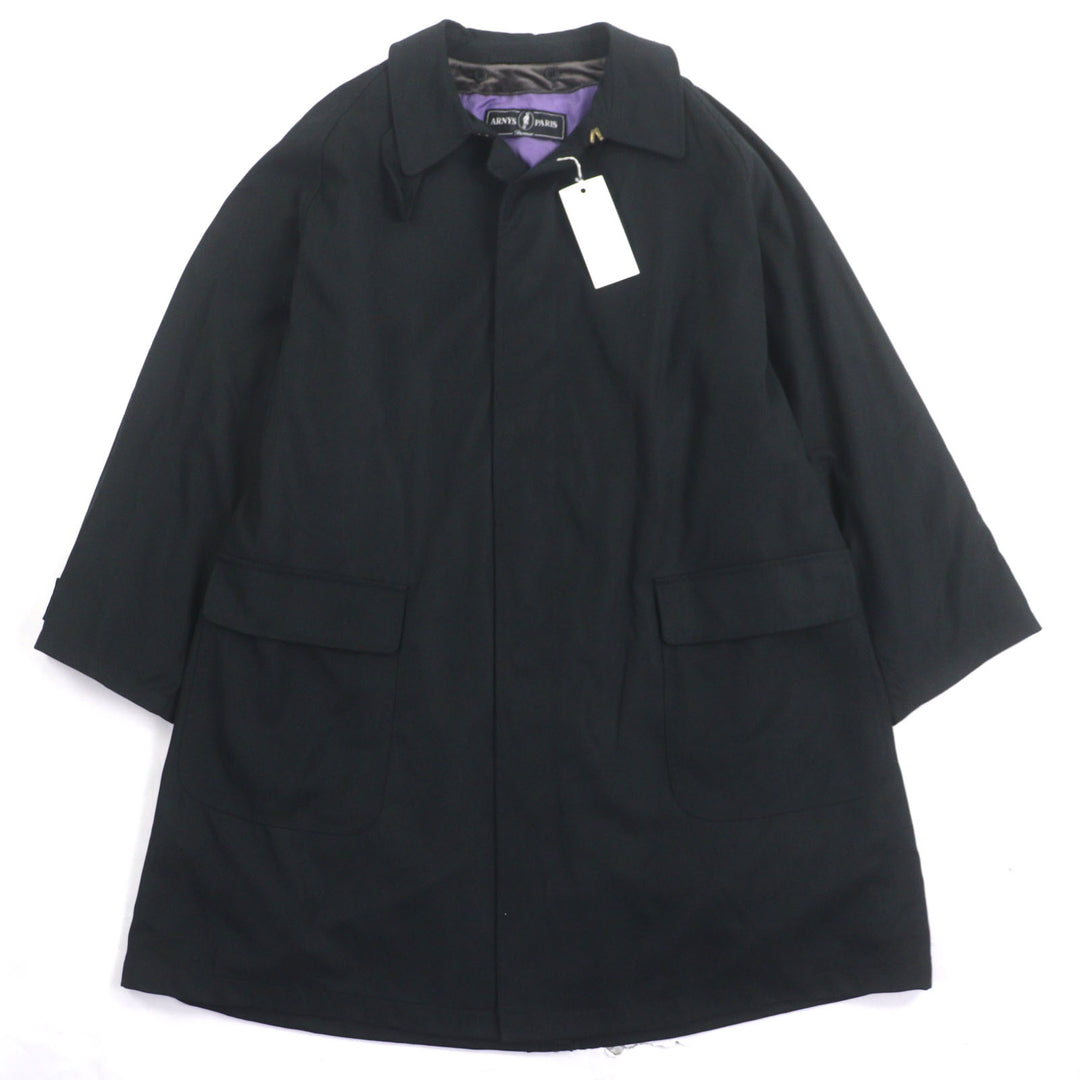 美品▼ARNYS PARIS アルニス ヴィンテージ EQUESTRE 希少 一枚袖 ライナー付き 比翼仕立て 2WAY ステンカラーコート 52 正規品 メンズ