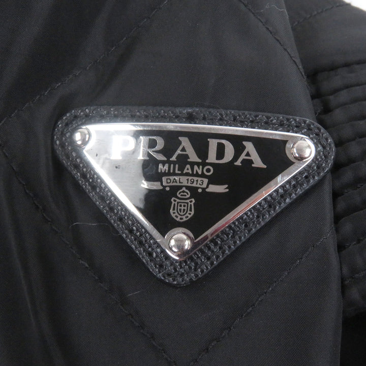 美品□PRADA プラダ 2022年製 SGH036 トライアングルロゴ 三角プレート 中綿入り キルティングジャケット ブルゾン ブラック 48 正規品