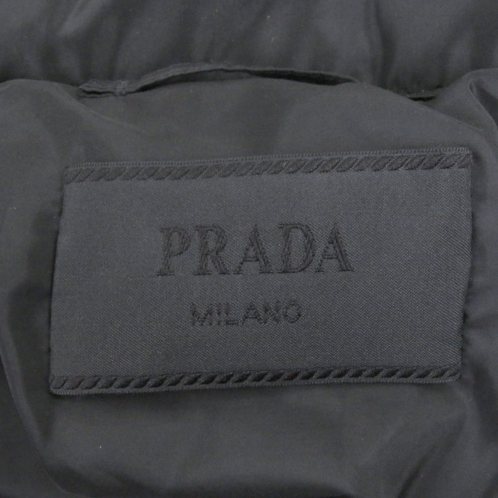 美品□PRADA プラダ 2022年製 SGH036 トライアングルロゴ 三角プレート 中綿入り キルティングジャケット ブルゾン ブラック 48 正規品