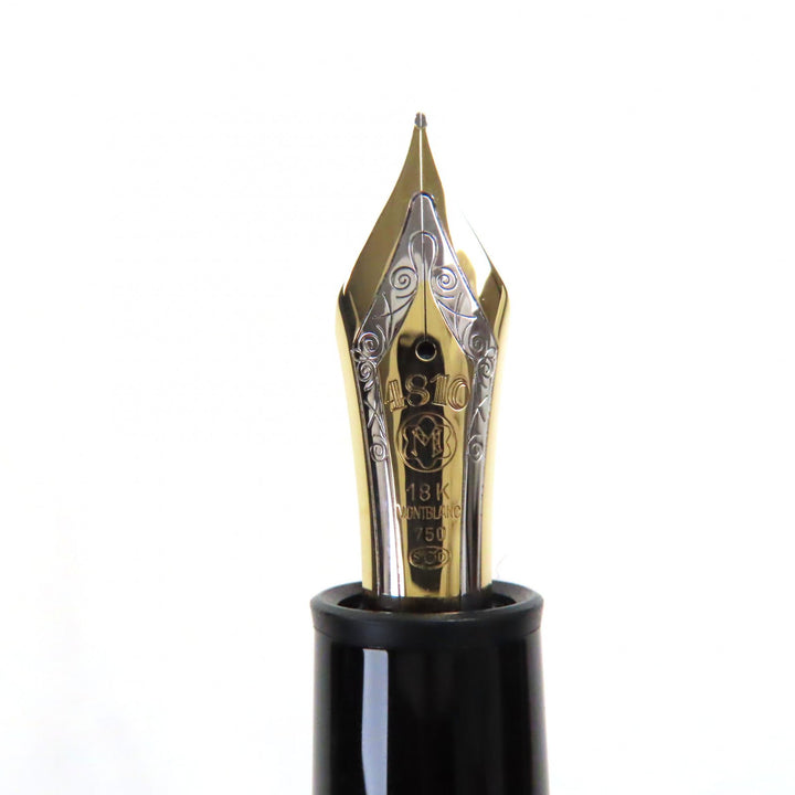 美品▼MONTBLANC モンブラン マイスターシュテュック 149 ペン先18K Mニブ ホワイトスター 万年筆 ブラック ゴールド メンズ