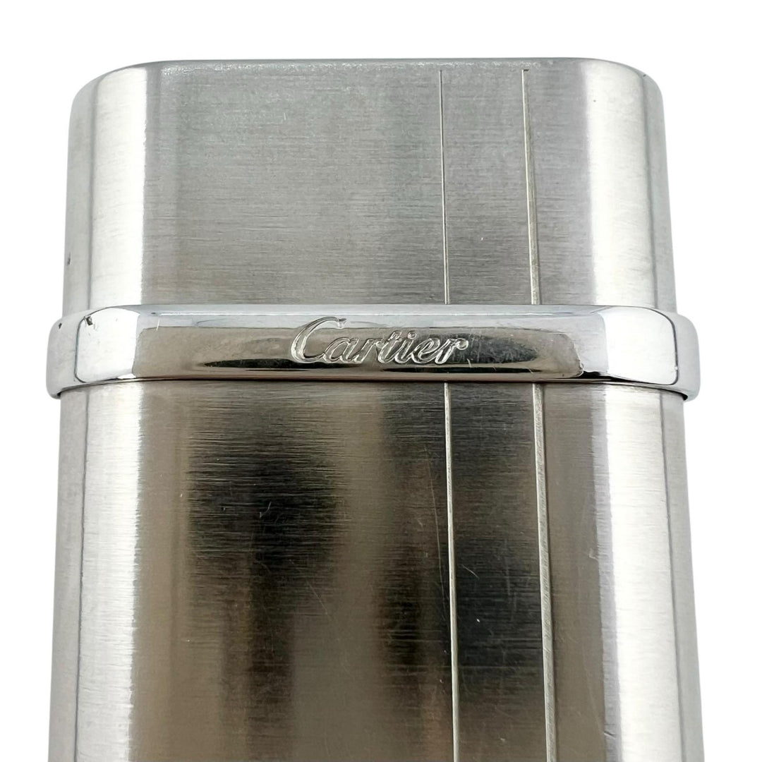 良品▲Cartier カルティエ ゴドロン C2デコール ヘアライン ローラー式 喫煙具 ガス ライター シルバー スイス製 メンズ 着火確認済み