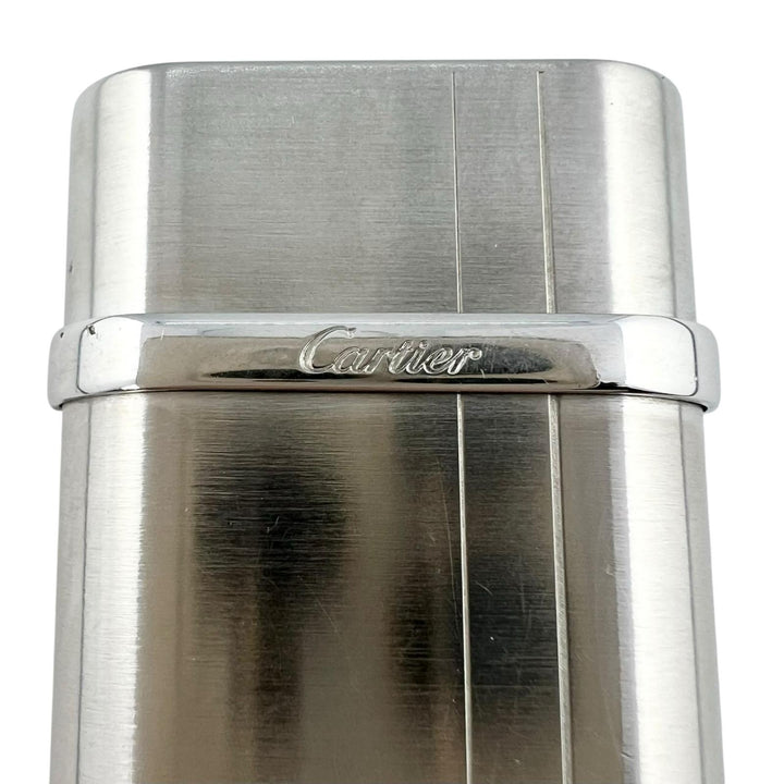 良品▲Cartier カルティエ ゴドロン C2デコール ヘアライン ローラー式 喫煙具 ガス ライター シルバー スイス製 メンズ 着火確認済み