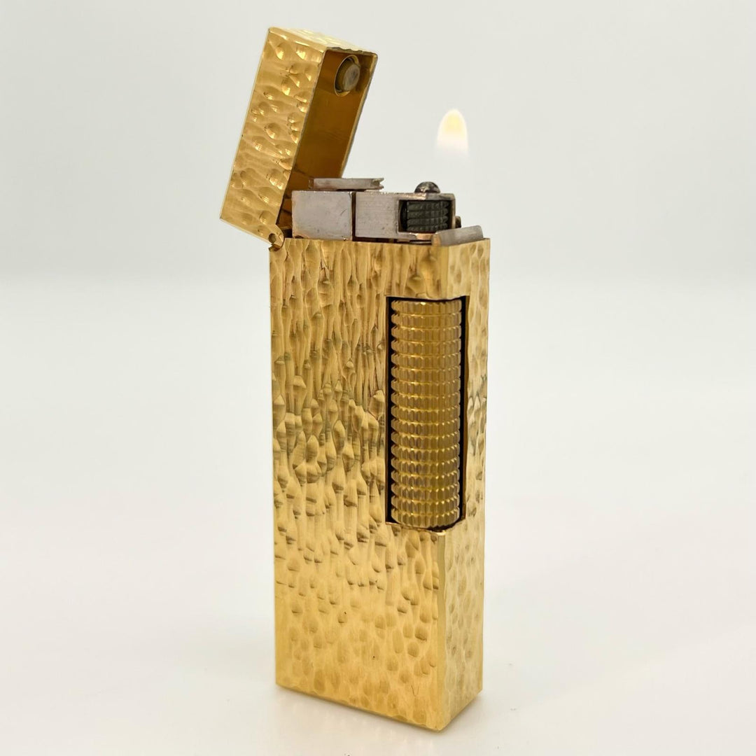 美品▲Dunhill ダンヒル スクエア 総柄 ローラー式 喫煙具 ガス ライター ゴールド スイス製 メンズ 着火確認済み