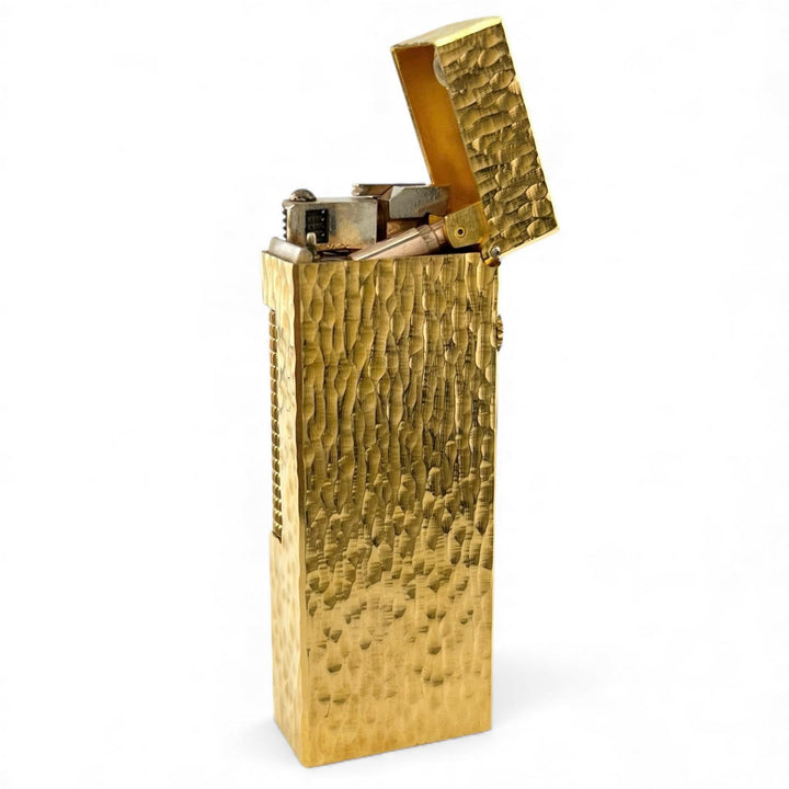 美品▲Dunhill ダンヒル スクエア 総柄 ローラー式 喫煙具 ガス ライター ゴールド スイス製 メンズ 着火確認済み