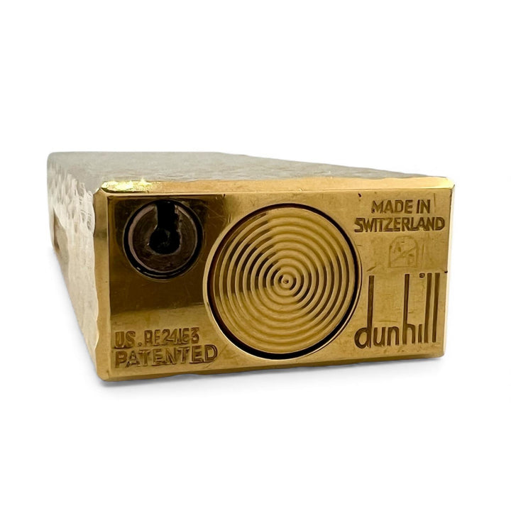 美品▲Dunhill ダンヒル スクエア 総柄 ローラー式 喫煙具 ガス ライター ゴールド スイス製 メンズ 着火確認済み