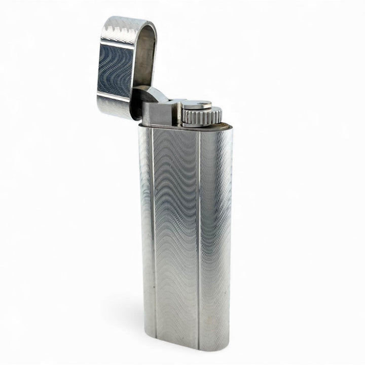美品▲Cartier カルティエ オーバル ウェーブ柄 ローラー式 喫煙具 ガス ライター シルバー メンズ 着火確認済み