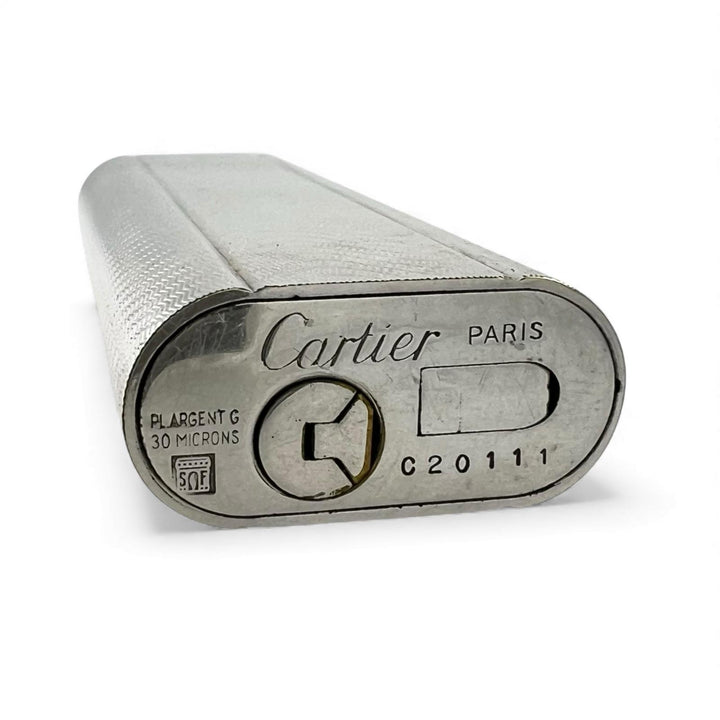 美品▲Cartier カルティエ オーバル ウェーブ柄 ローラー式 喫煙具 ガス ライター シルバー メンズ 着火確認済み