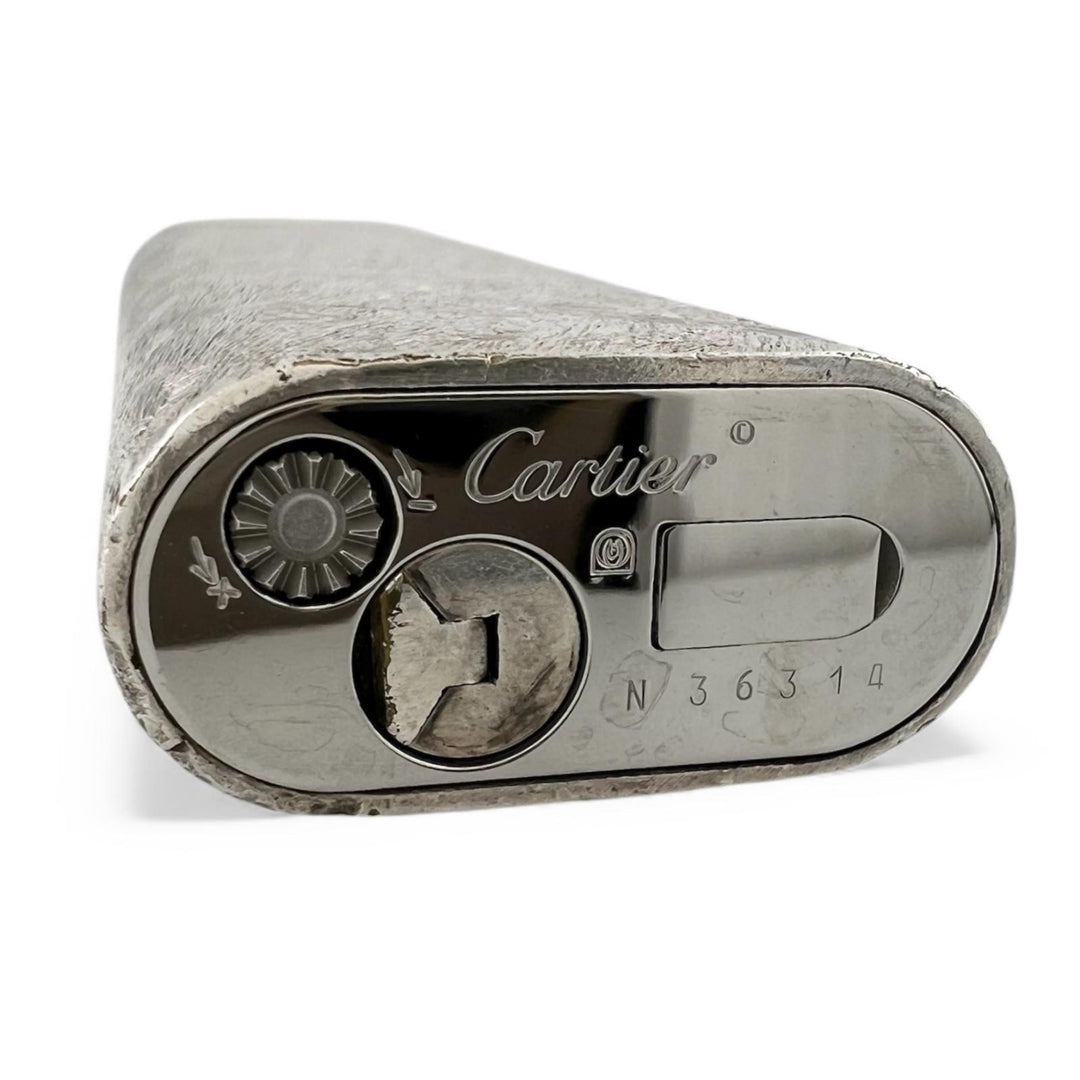良品▲Cartier カルティエ オーバル 総柄 新型 ローラー式 喫煙具 ガス ライター GPシルバー メンズ 着火確認済み